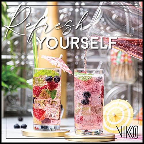 כוסות שתייה Highball קלאסיות של Vikko, 10 אונקיה | בסיס כבד - סמיך ועמיד - למים, מיץ, סודה או קוקטיילים
